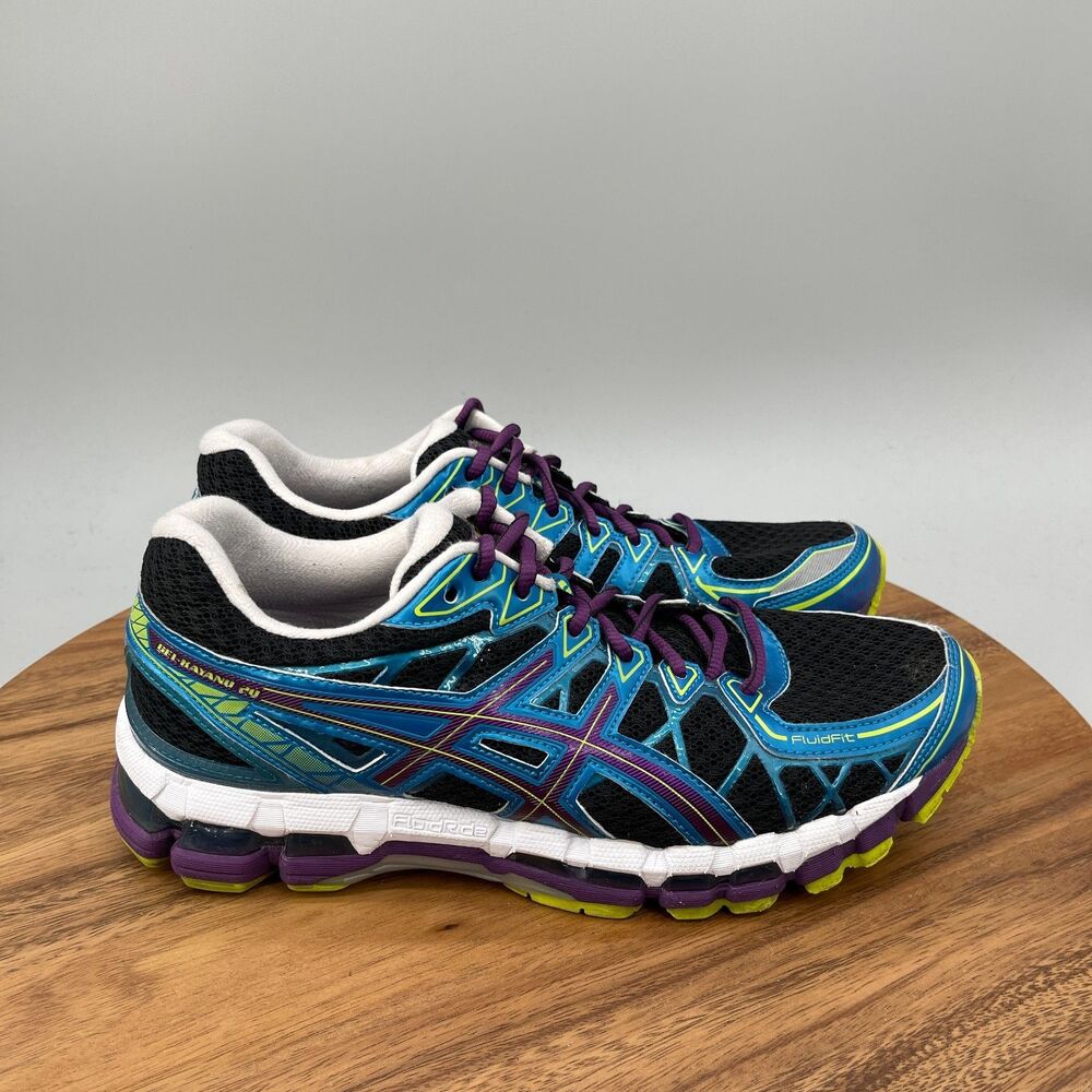 ASICS Gel-Kayano 20 Shoes Womens Size Black Blue Running Comfort Walking Sneaker
